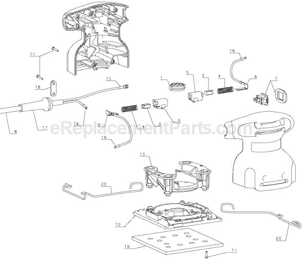 Page A Diagram and Parts List for TV700 Type 2 Black and Decker Sander Polisher